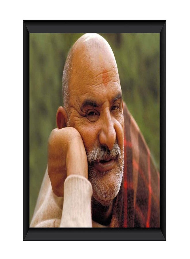 زيج - زاج إطار صور نيم كارولي بابا للتعليق على الحائط أو الطاولة، مقاس متوسط (13.5 × 9.5 بوصة، زجاج أكريليك)، أفقي، أسود - Image 1